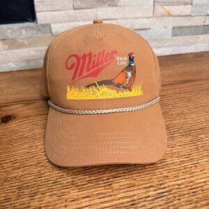 Miller Lite High Life Pheasant Adjustable Rope Hat Tan